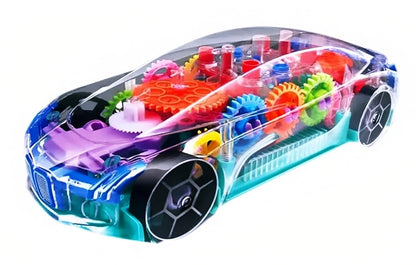 UK-0335 ransparent Mechanical Car Toy for Kids with Gear Technology 3D Light Musical Sound & 360 Degree Rotation