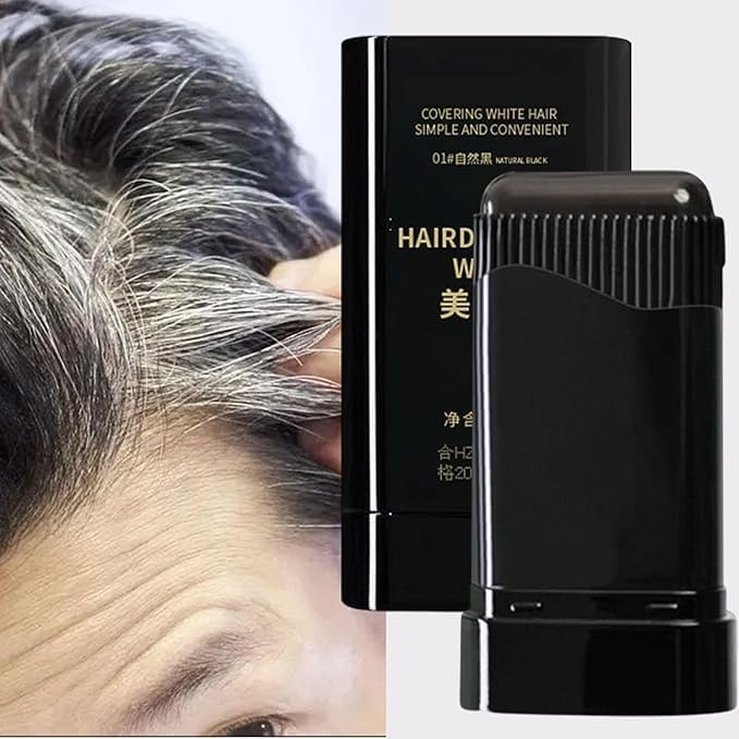 UK-1038 Hair Dye Stick Comb Waterproof and Sweat-Proof Root Touch-Up, Long Lasting Hairdressing Wand, Easy Hair Coloring Applicator for Men and Women, Quick Grey Hair Cover-Up Stick for Black Hair