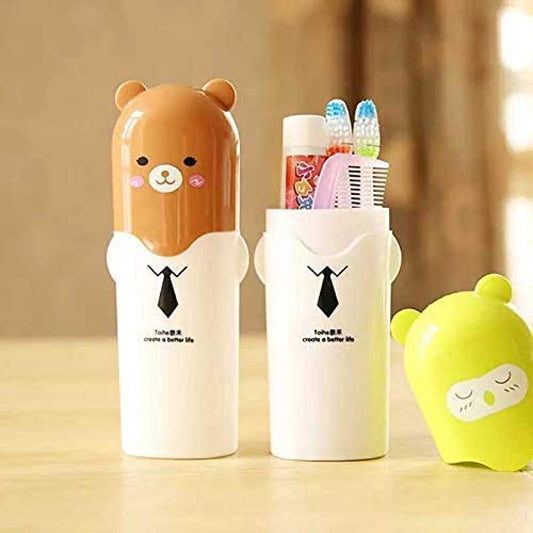UK-0858 Cartoon Design Toothbrush Holder Box Best for Travel Camping Bathroom for Storage Multicolor