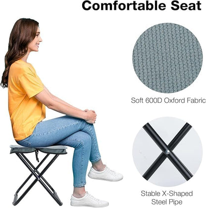 UK-0963 Folding Stool, Mini Outdoor Camping Stool, Portable Small Foldable Lightweight Hunting Seat with Zippered Carrying Bag, Folding Slacker Chairs for Fishing Travelling Picnics