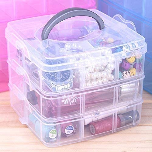 UK-0164 3 Layer jwell organizer box with 30 Adjustable Dividers Earring Storage Box