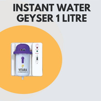 VITARA CORPORATION 1L instant portable water heater/geyser (Fitted with MCB) Instant Running Water Heater ABS Plastic, Auto Cut Off and Manual Reset, Inlet and Outlet Thread