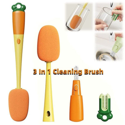 UK-0020 3 in 1 Multi Bottle Cleaning Brush,Sponge Baby Bottle Brush, Cup Lid Gap Bottle Cleaner Brush Cleaning Brush, Multifunctional Cup Brush with Long Handle for Water Bottles, Tumblers