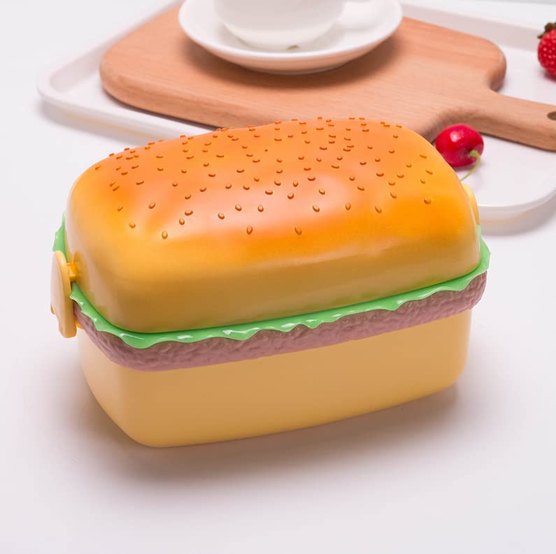 UK-1007 HOT-DOG  2-Compartment Lunch Box Multi Compartment Lunch Box with Spoon for Kids || Sandwich Burger Shape Tiffin Lunch Box for Boys & Girls