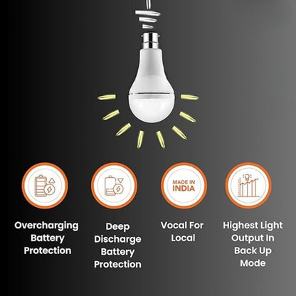 UK-0873 Inverter Rechargeable Base LED  White Emergency Bulb with Up to 3-4 Hours Back Up