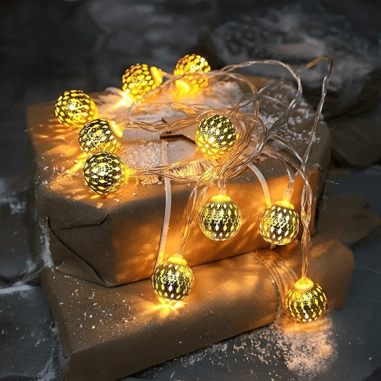 UK-1010 Diwali String Lights, 1 2LED  Moroccan Golden Globe Christmas Lights Decorations for Indoor Outdoor Home Xmas Tree