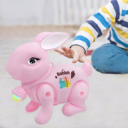 UK-1042 Baby Crawling Toy-Walking Rabbit with Light & Sound Cuddly Electronic Pet Educational Features Toy for Kid