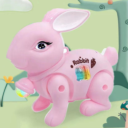 UK-1042 Baby Crawling Toy-Walking Rabbit with Light & Sound Cuddly Electronic Pet Educational Features Toy for Kid