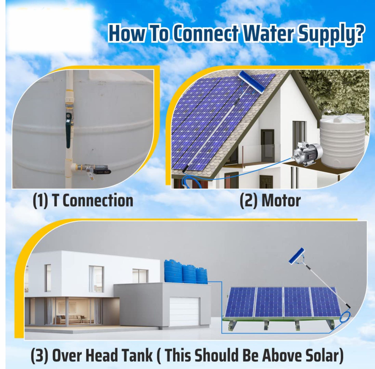 UK-0322 Solar Panel Cleaning Brush -  Nylon Brush Telescopic Pole Water Pipe & Connector(With Water Pipe)