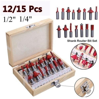 UK-0106  12 / 15PCS MILLING CUTTER ROUTER BIT SET