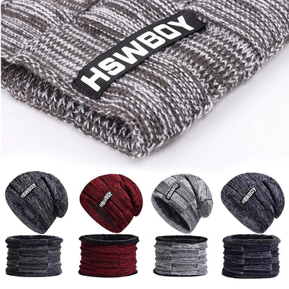 UK-0057 Soft  Woolen Beanie Cap Plus Muffler Scarf Set for Men Women Girl Boy - Warm, Snow Proof