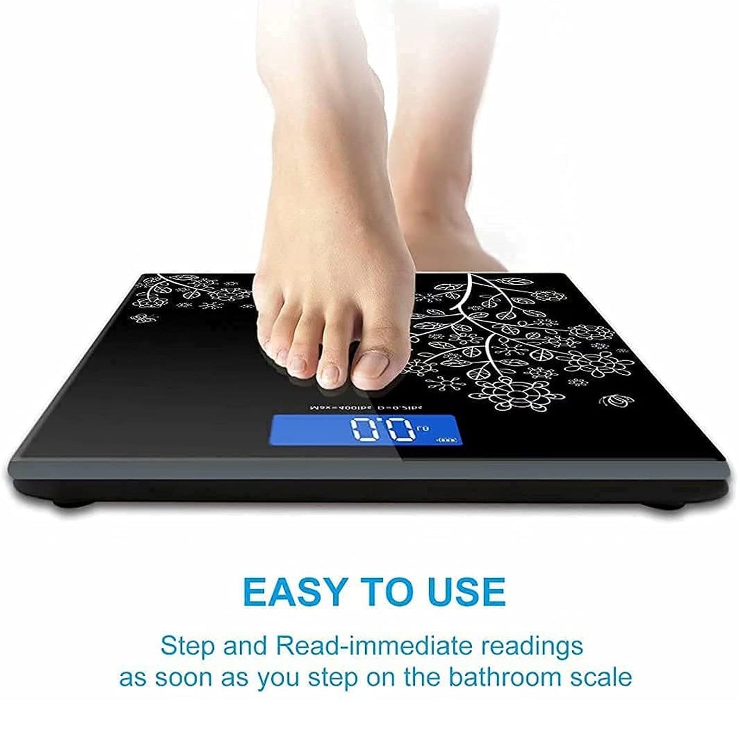 UK-0155 Digital Weight Scale for body weight, LCD Panel, Electronic Weighing Scale with thick tempered glass, High Precision Sensors accurate weight machine