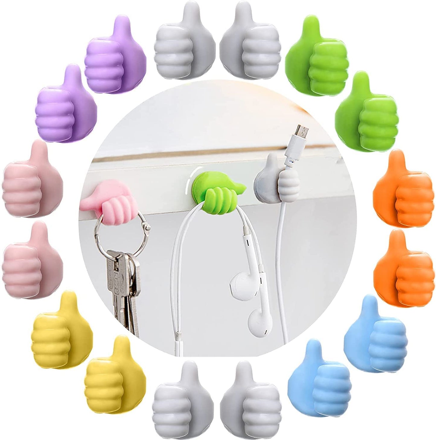 UK-0211 Thumb Wall Stick-on Hook Multipurpose Car Adhesive Cable Wire Clip Key Hanger Holder