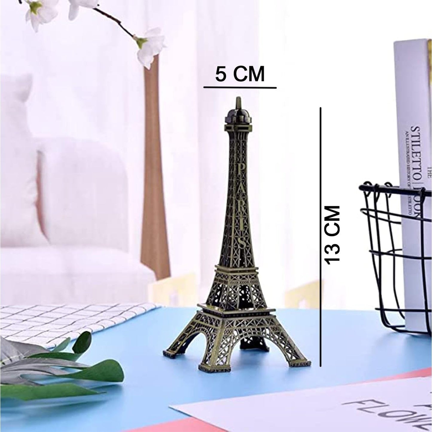 UK-0245 3D Metal Paris Eiffel Tower Metal Craft Famous Landmark Building Metal Statue, Cabinet, Office, Gifts Decorative Showpiece.