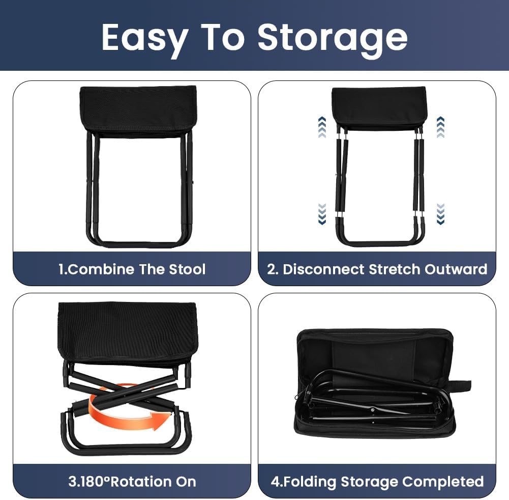 UK-0963 Folding Stool, Mini Outdoor Camping Stool, Portable Small Foldable Lightweight Hunting Seat with Zippered Carrying Bag, Folding Slacker Chairs for Fishing Travelling Picnics