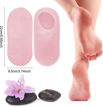UK-1030 Silicone Heavy Quality Gel socks for dry, cracked feet that moisturise and heal cracked heels Multicoloured Natural Oil Spa Gel Socks