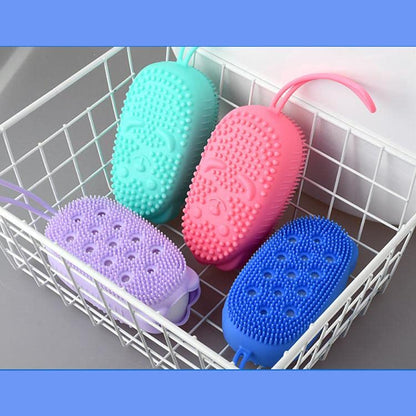 UK-0101  Silicone Bubble Bath Brush Quick Bath Brush Scrubbing Brushes Soft Rubbing Massage Bubble Body Cleaner Silicone Bathroom 1Pcs (Multi Color)