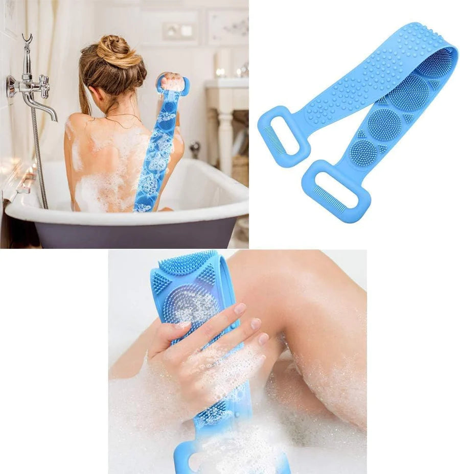 UK-0055 (Loos) Bath Body Brush Towel Eco-Friendly Back Scrubber Shower Brush Silicone Bath Body Brush