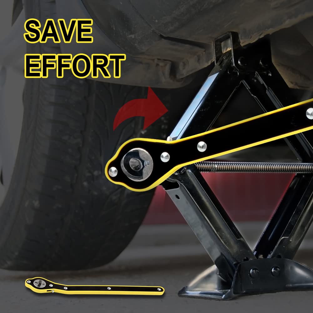 UK-1054 Auto 360 Degrees Swivel Car Jack, Handle Scissor Jack, Garage Tire Wheel Lug Wrench, Lift Speed Handle Tool