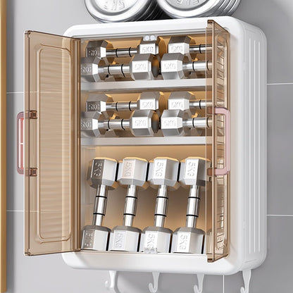 UK-1033 Plastic Wall Mounted Storage Cabinet for Kitchen and Bathroom Organizer with Adjustable Shelves & Door| Self-Adhesive No-Drill Bathroom Cupboard