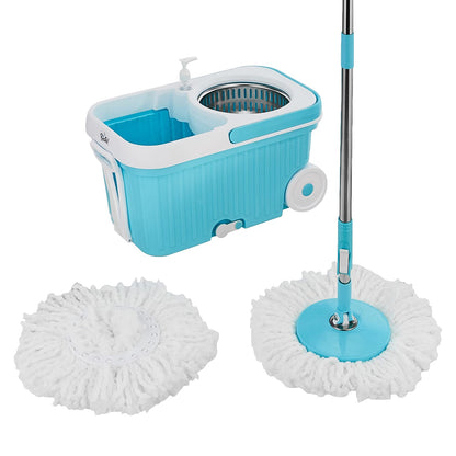 UK-0182 Ganesh Sporty Plastic Spin Mop with Bigger Wheels and Plastic Auto Fold Handle for 360 Degree Cleaning