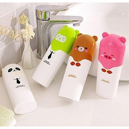 UK-0858 Cartoon Design Toothbrush Holder Box Best for Travel Camping Bathroom for Storage Multicolor