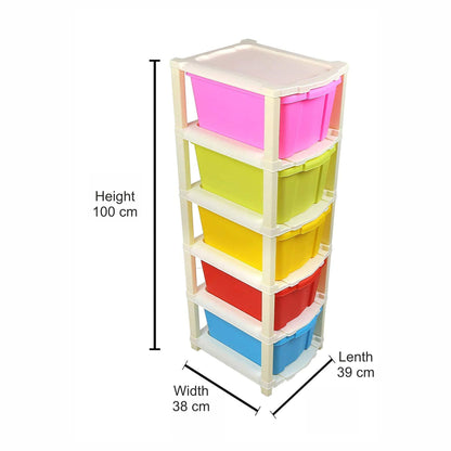 UK-0148 5 Layer Multipurpose Modular Drawer Storage System for Home & Office (Multicolor)