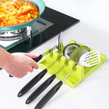 UK-0252 Spatula Holder for Kitchen Spoon Rest Cooking Utensil Plastic Stand Pan Cover Lid Rack Pot Clips Support Ladle Organizer Tool