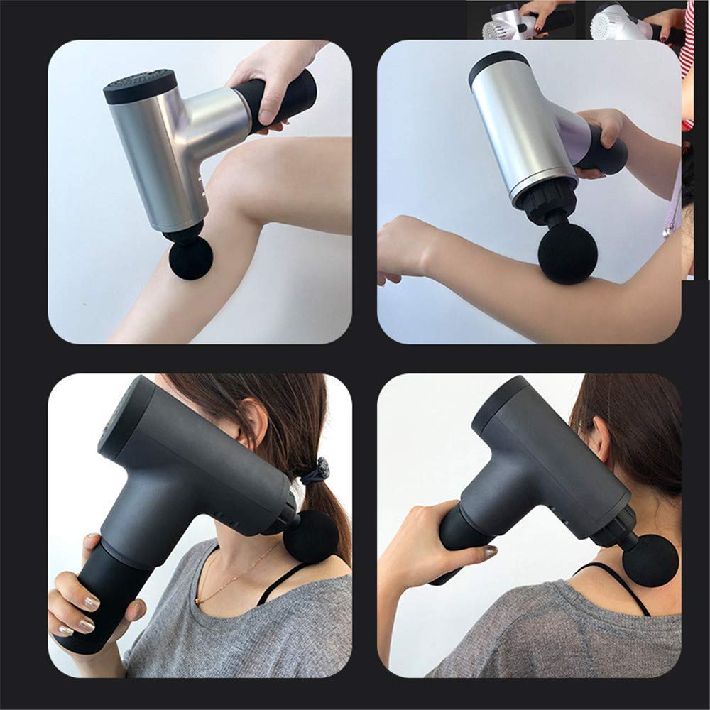 UK-0144 Massager Gun Handheld Electric Deep Tissue Percussion Muscle Body Massager Gun with 6-speed, for Pain and Stress Relief with 4 Massage Head