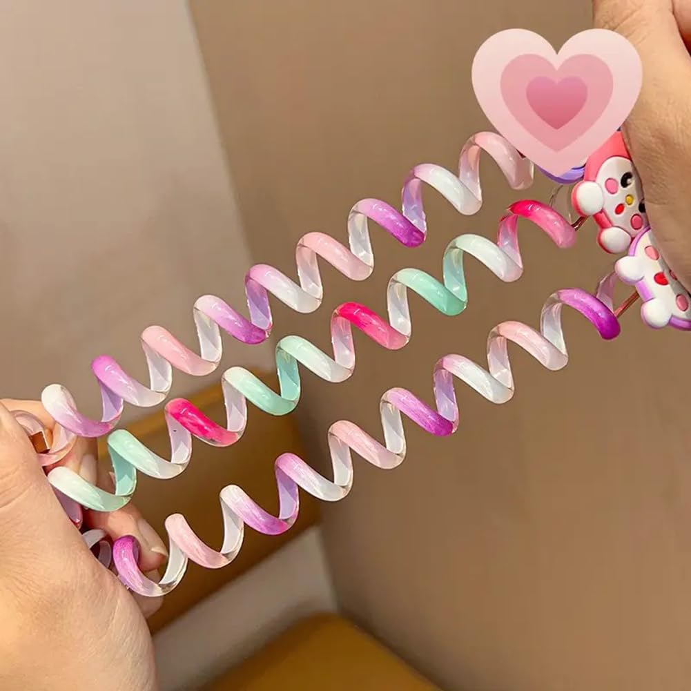 UK-0447 Spiral Hair Ties Colorful Telephone Wire Hair Bands for Kids Hair Accessories(2 pc, Multi Color)