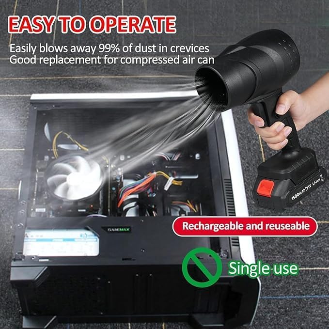 UK-1057 Electric Handheld Air Blower, 48V Cordless Turbo Blower for Home, Car & Outdoor | High-Speed Air Blower with Rechargeable Battery & Fast Charger | Heavy-Duty Dust Cleaner for Computer