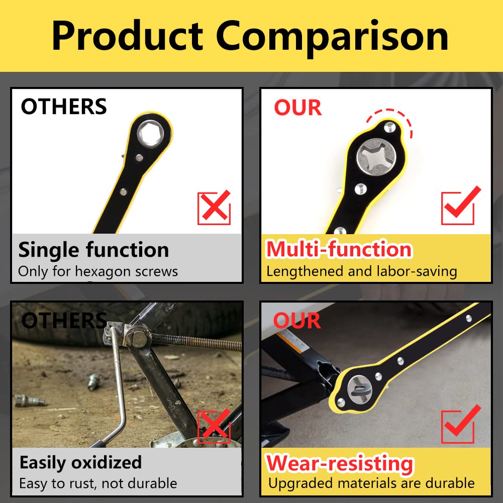 UK-1054 Auto 360 Degrees Swivel Car Jack, Handle Scissor Jack, Garage Tire Wheel Lug Wrench, Lift Speed Handle Tool