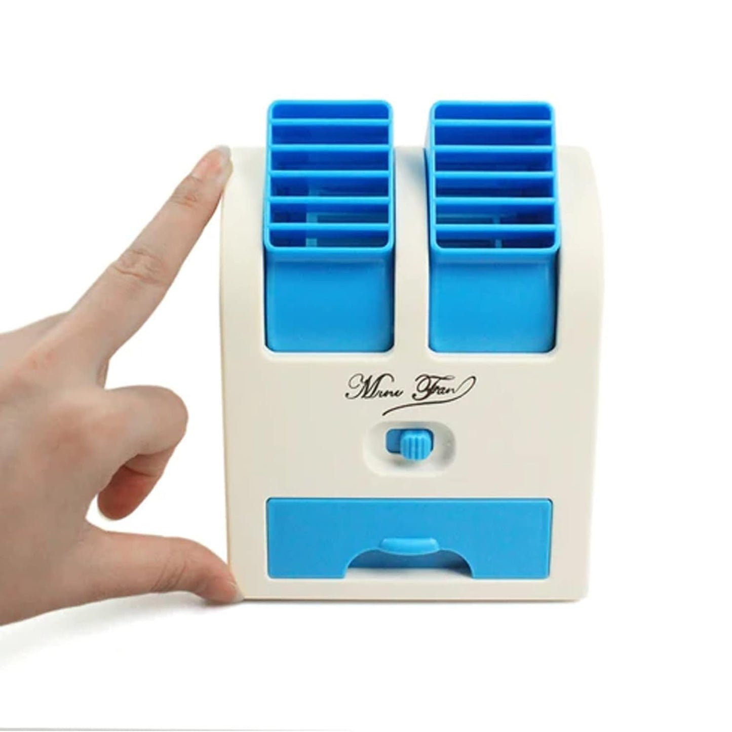 UK-0295 Mini Fan USB and Battery Powered Mini Portable Dual Blower Desk Table Air Cooler Fan