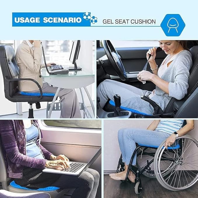 UK-0849 Gel Egg Seat Cushion, Breathable Gel Cushion Chair Pads with Non-Slip Cover for Home Office Car Wheelchair