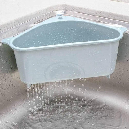 UK-0969 Kitchen Sink Corner Dish Organizer Tray Strainer Basket Drainer, Dustbin Storage Removable Holder Stand Rack, Waste Dispenser