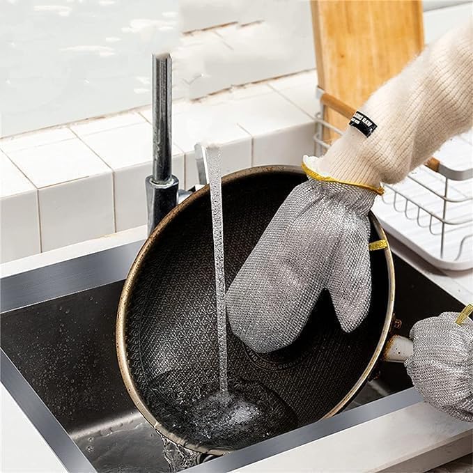 UK-0850 Dishwashing Hand Gloves Non Scratch Wire, Waterproof Home Kitchen Utensils Cleaning Gloves for Washing Dish Easy Rinsing, Reusable Cleans Dishes Pots, Pans, Sinks(1pc)