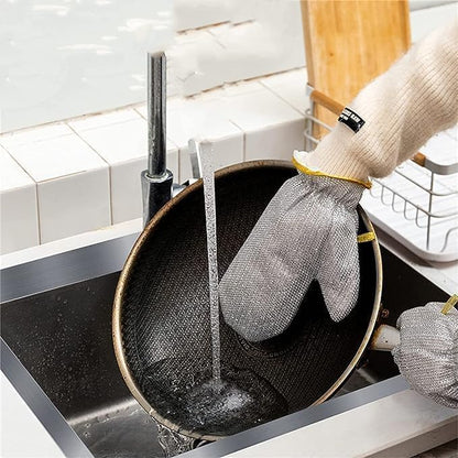 UK-0850 Dishwashing Hand Gloves Non Scratch Wire, Waterproof Home Kitchen Utensils Cleaning Gloves for Washing Dish Easy Rinsing, Reusable Cleans Dishes Pots, Pans, Sinks(1pc)