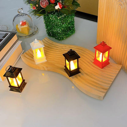 UK-0041 (2pc)Mini Square Lantern Lamps with Moving Flame LED Light for Home Decoration Diwali & Christmas