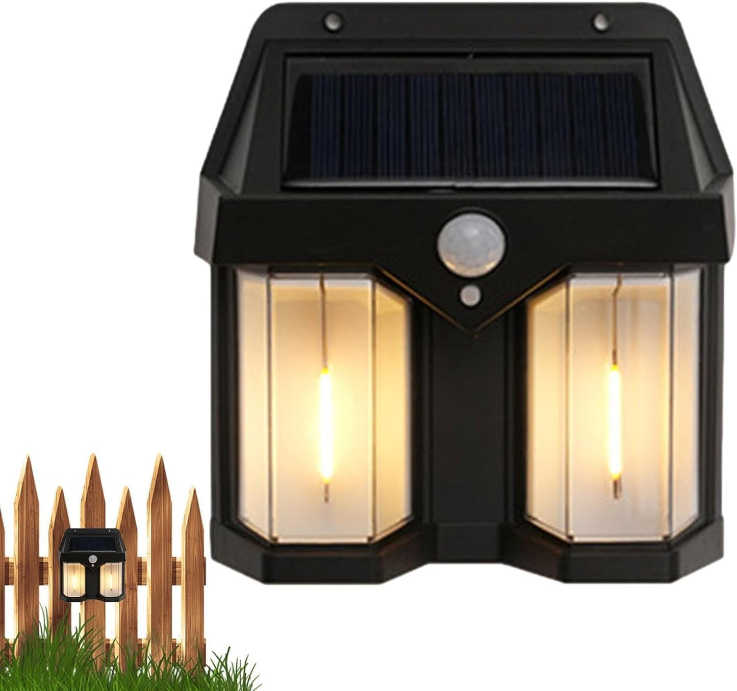 UK-0196 Solar Wall Double Lamp Outdoor Waterproof Up and Down Luminous Lighting, Solar LED Wall Light Induction Lamp Villa Garden Lights Yard Patio Fence Lamps