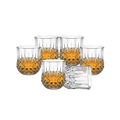 UK-0294 Luxurious Modern Design Crystal Glasses, Tumbler Drinking Glasses for Cocktail Mocktail Lassi Glass for Better Head Retention Crystal Clear Glass Set of 6-300ML