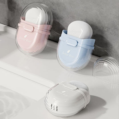 UK-1066 Travel Soap Holder with Lid Compact Soap Container for Bathroom, Travel, Gym & Camping - Stylish Cute Box with Drainage Feature soap Stand for Bathroom(Multicolor)