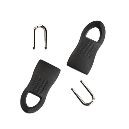 UK-0318 10 Pieces Replacement Zipper Tags Zip Fixer for Clothes or Bags, Black