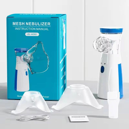 UK-0877 Mesh Nebulizer for Adults & Kids, Handheld Nebuliser Machine with 2 Masks, 1 Mouth piece & Usb, Cool Mist Inhailer for Cold & Cough, Breathing Problems