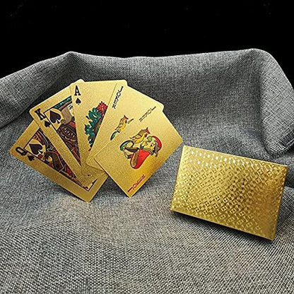 UK-0449 Gold Plated Poker Playing Cards, Classic PVC Poker Table Cards for Adults