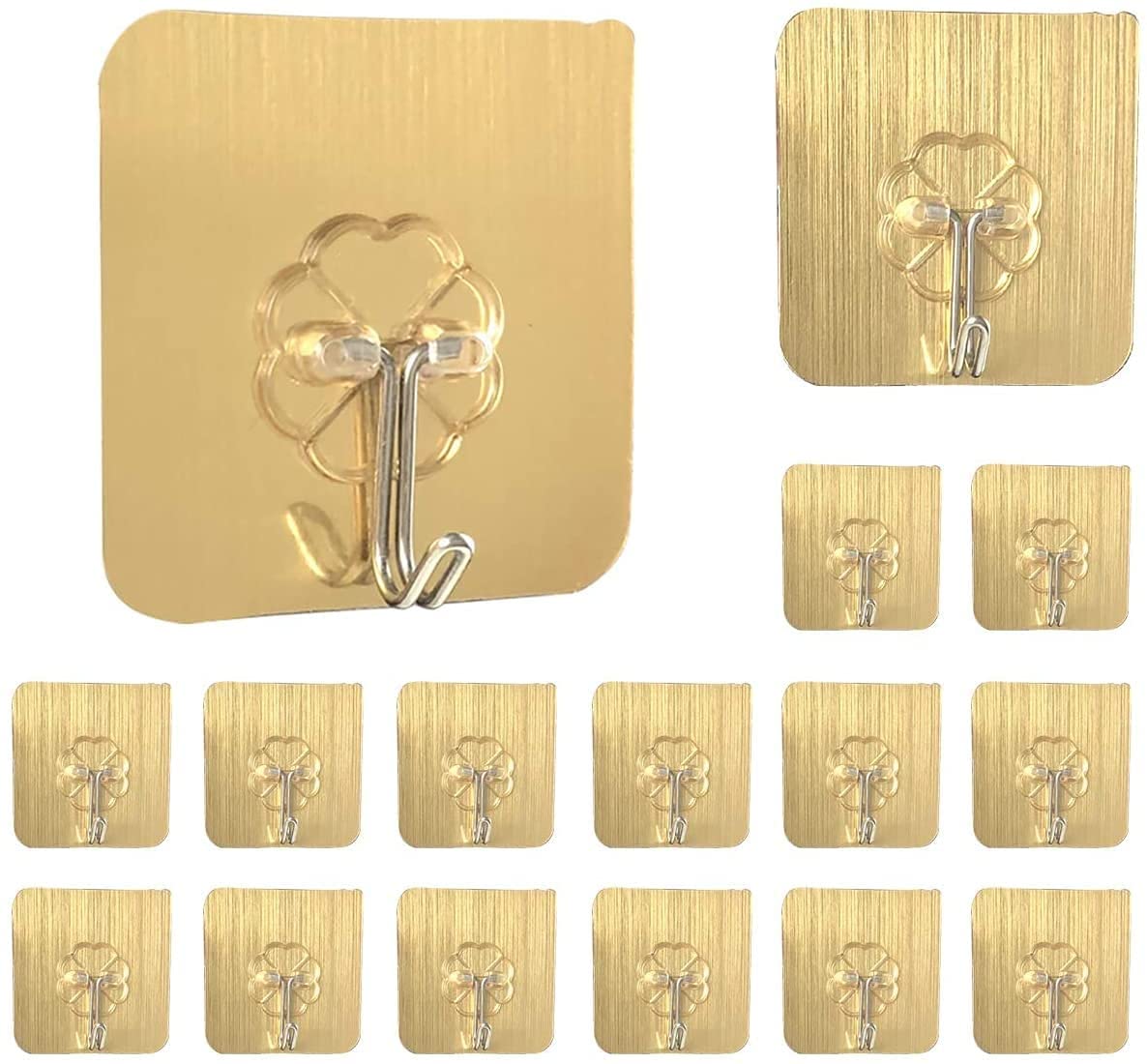 UK-0932 Wall Hanging Hooks for Wall Without Drilling |6 Pack Self Adhesive Hooks for Wall Heavy Duty Strong Nail Free | Kitchen Accessories Items (Hanging Hook, Golden)