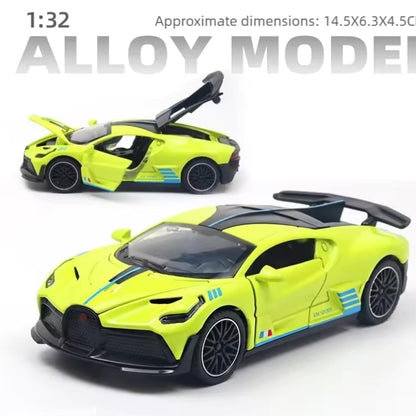 UK-1072 Bugatti Divo 1:32 Exclusive Alloy Metal Pull Back Die-cast Car Diecast Metal Pullback Toy car with Openable Doors & Light, Music Boys Gifts Toys for Kids