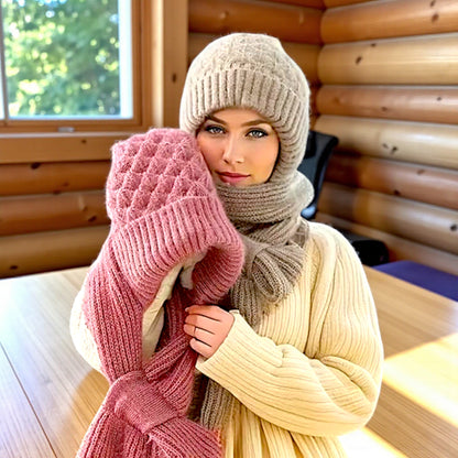 UK-1029 Winter Cap for Women Woolen Cap with Mufflers for Women, 2 in 1 Mask Scarf Knitted Woolen for Women & Girls Muffler Stylish & Scarf Ear Protection (Multicolour)