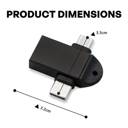 UK-0282 2 in1 OTG Adapter, USB 3.0 Female to Micro-USB Male and Type-C Male Connector Aluminium High Speed Data OTG for All Type-C Smartphone & All Android Mobiles