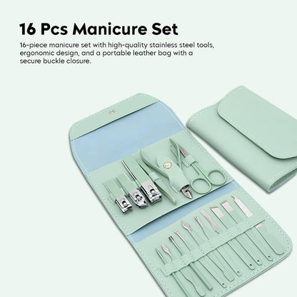 UK-0964 Manicure Set Nail Clipper Kit - 16 Pieces Stainless Steel Manicure Kit, Nail Care Tools for Hand & Feet, Nail Clippers Pedicure Professional Grooming Kits for Facial, Hand & Foot Care