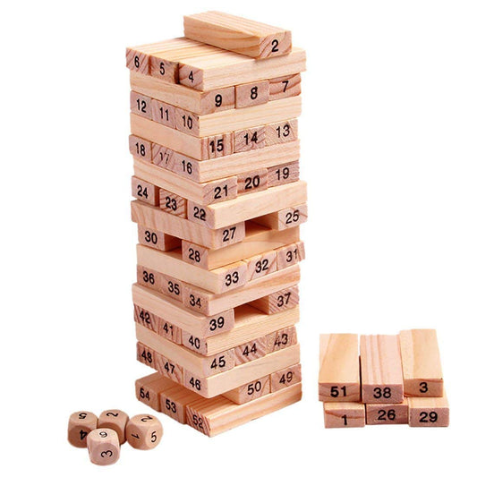 UK-0324 Wooden 54 Wooden Building Block, Party Game, Tumbling Tower Game for Kids and Adults ( Zenga Tower)